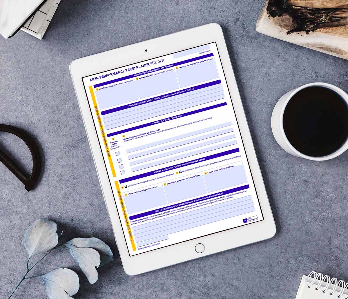 Gratis Tagesplaner Vorlage als PDF vom Zeitmanagement Coach für deine Tagesplanung